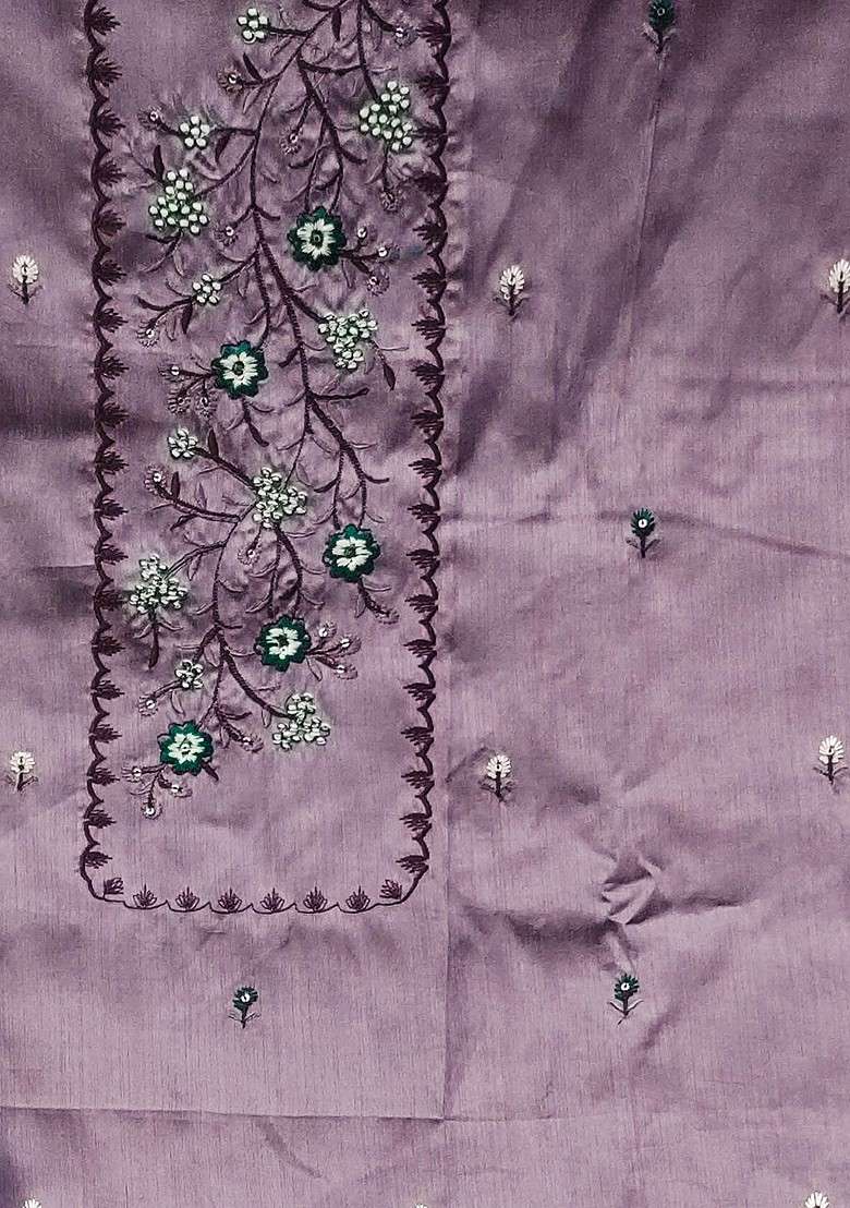 Purple Embroidered Blended Straight Kurta Set - Indya
