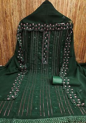 Green Embellished Poly Blend Kurta Set