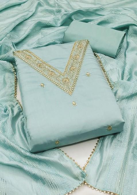 Sea Green Embroidered Poly Blend Kurta Set