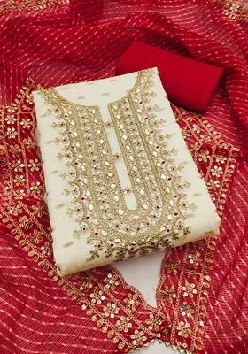 White Embellished Poly Blend Kurta Set