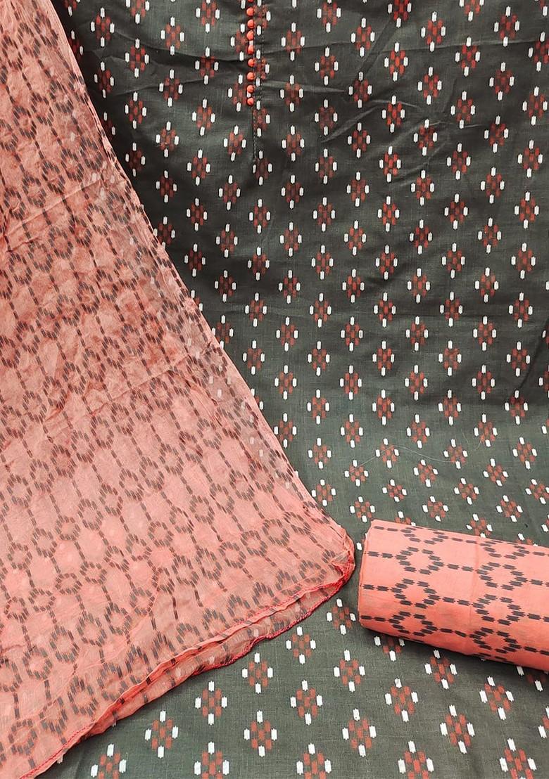 Grey Printed Poly Blend Kurta Set - Indya