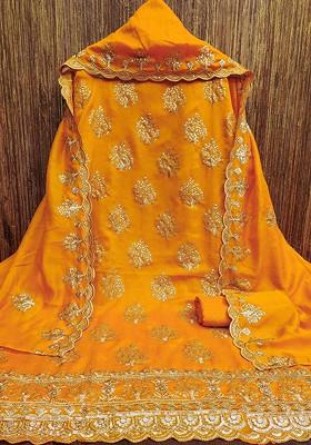 Mustard Embroidered Poly Blend Kurta Set