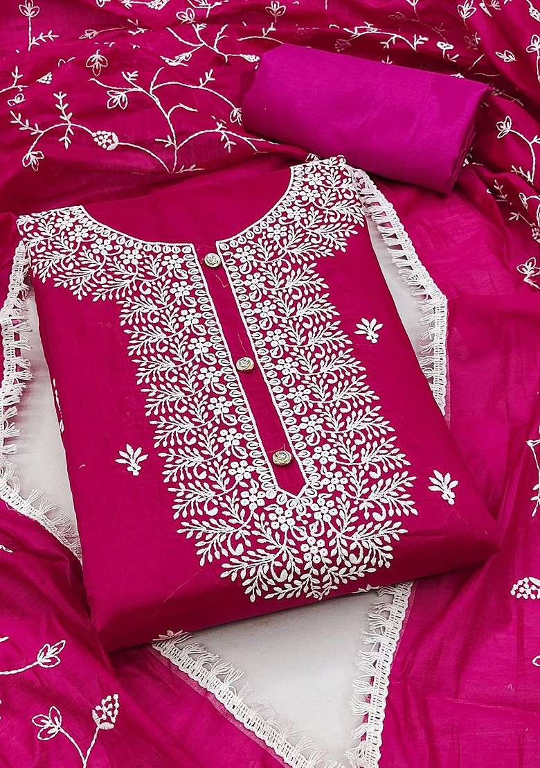 Pink Chikankari Blended Punjabi Suit - Indya