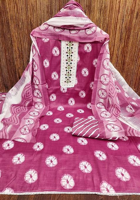 Pink Printed Pure Cotton Kurta Set