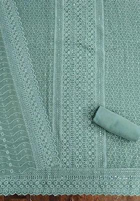 Turquoise Sequin Embroidered Georgette Kurta Set