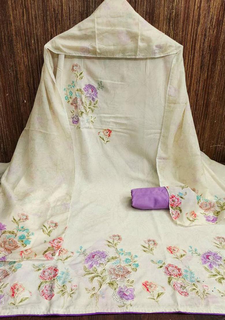 Off White Printed Muslin Kurta Set