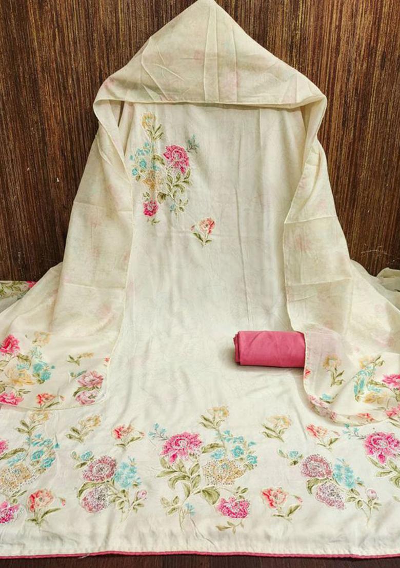 Off White Printed Muslin Kurta Set