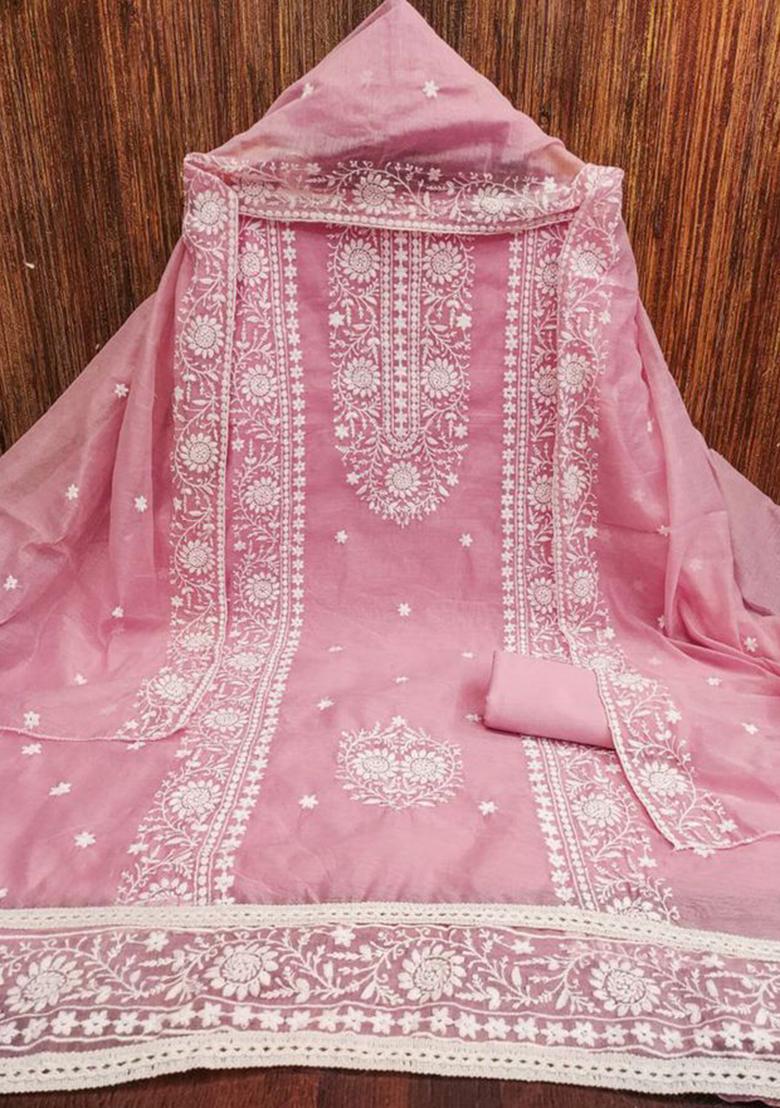 Light Pink Sequin Embroidered Silk Kurta Set
