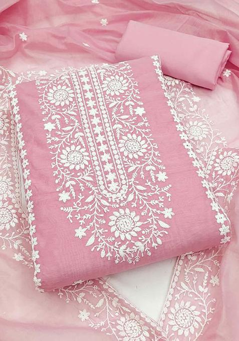 Light Pink Sequin Embroidered Silk Kurta Set