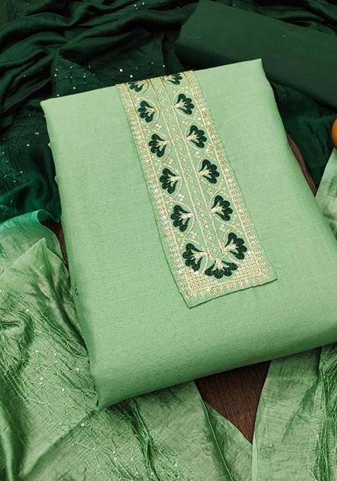 Green Sequin Embroidered Cotton Kurta Set