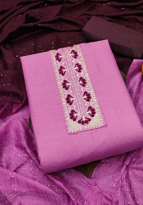 Light Pink Sequin Embroidered Cotton Kurta Set