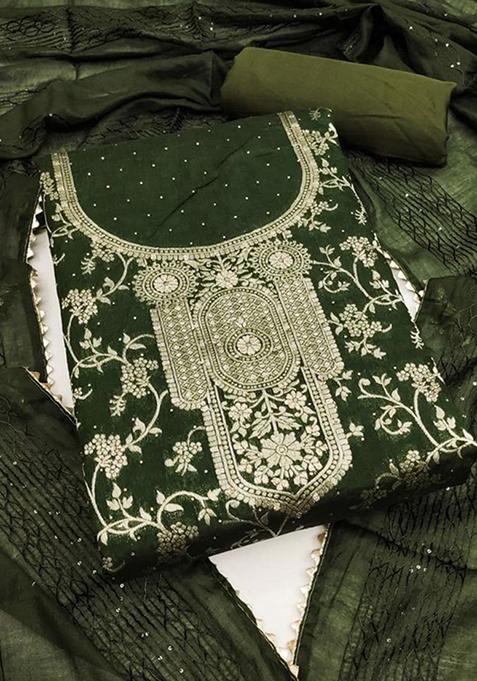 Mehendi Jacquard Chanderi Silk Kurta Set