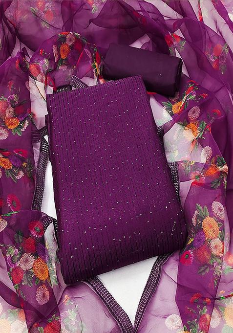Violet Embroidered Rayon Kurta Set