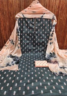 Grey Abstract Print Rayon Kurta Set