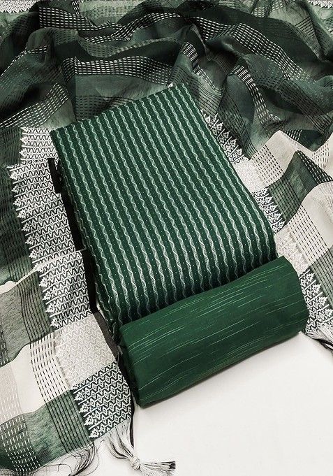 Green Woven Cotton Blend Kurta Set