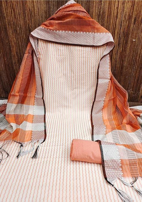 Orange Woven Georgette Kurta Set