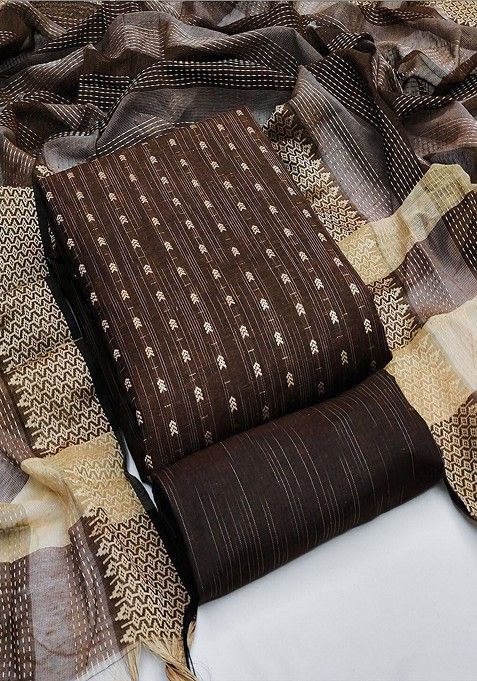 Coffee Brown Woven Rayon Kurta Set