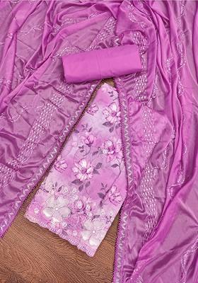 Lavender Sequin Embroidered Cotton Kurta Set