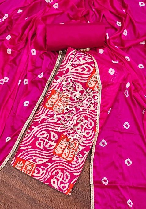 Pink Embroidered Cotton Kurta Set