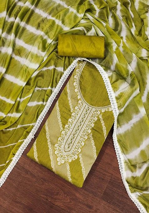 Lime Green Embroidered Cotton Kurta Set