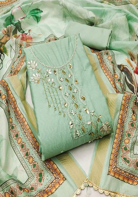 Women Poly Cotton Green Embroidered Kurta With Comfort Pant main image 0