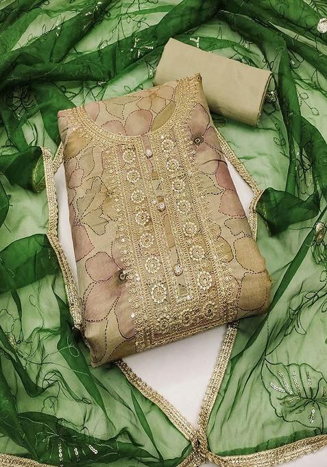 Green Embroidered Cotton Kurta Set