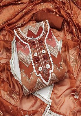 Coffee Brown Embroidered Cotton Kurta Set