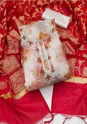 Beige Embroidered Cotton Kurta Set