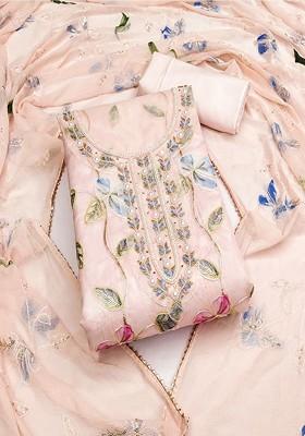 Cream Embroidered Cotton Kurta Set