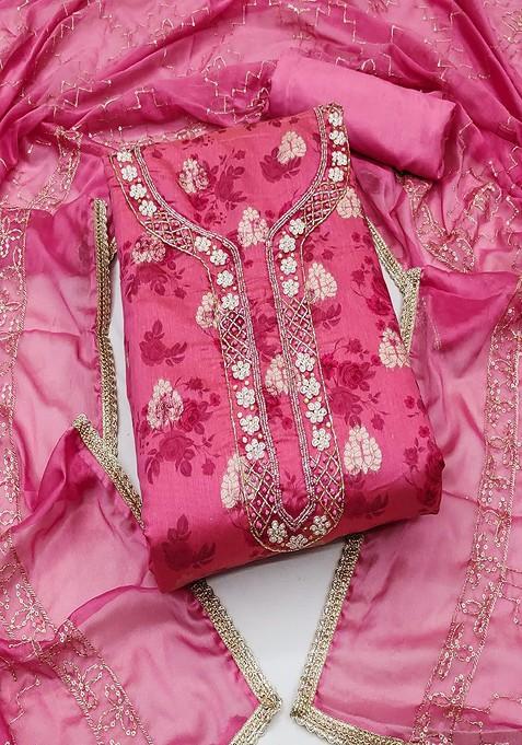 Pink Embroidered Cotton Kurta Set