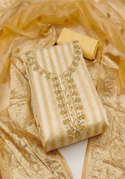 Mustard Yellow Embroidered Cotton Kurta Set