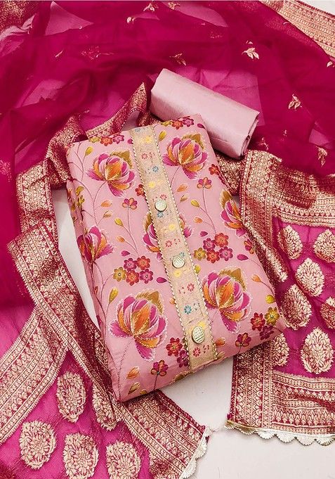 Pink Floral Print Cotton Kurta Set