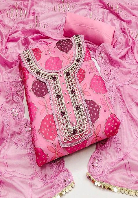 Pink Embroidered Cotton Kurta Set