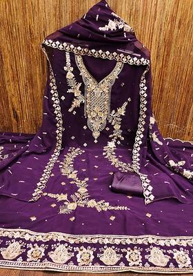 Magenta Embroidered Cotton Kurta Set