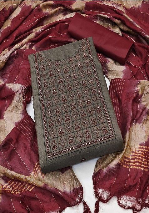 Coffee Brown Embroidered Cotton Kurta Set