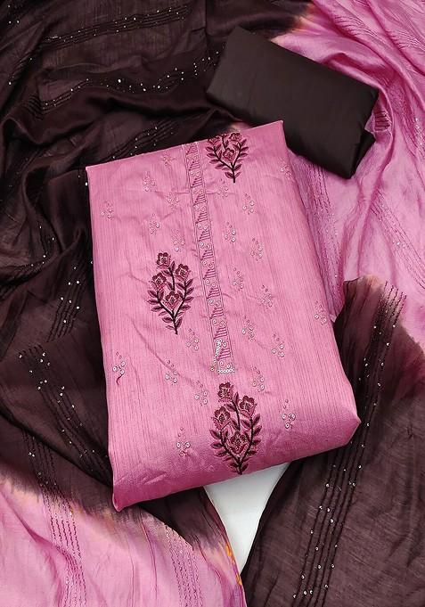 Pink Embroidered Cotton Kurta Set