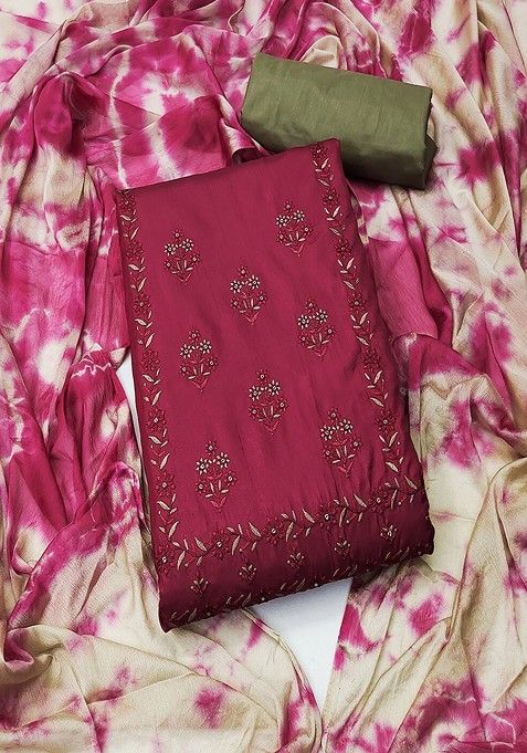 Magenta Embroidered Cotton Kurta Set