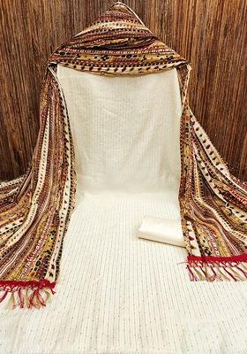 Off White Embroidered Cotton Kurta Set