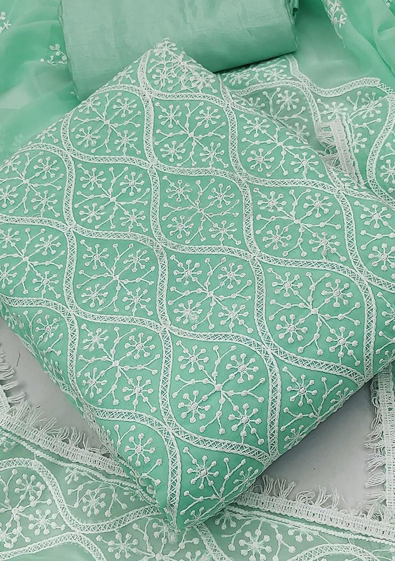 Green Ethnic Motifs Embroidered Silk Georgette Kurta Set