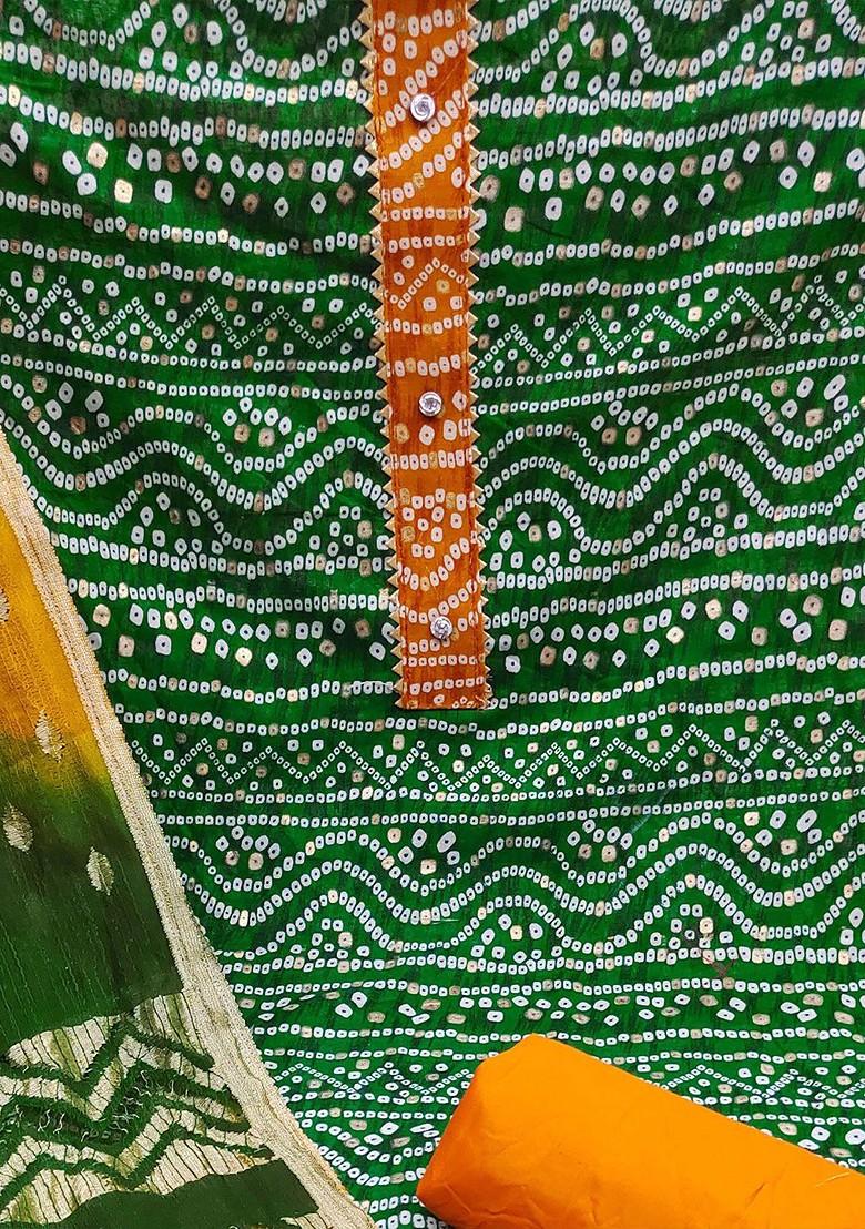 Green Bandhani Print Pure Cotton Kurta Set