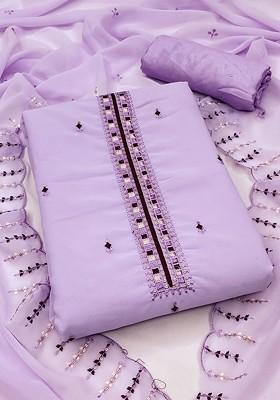 Purple Embroidered Silk Georgette Kurta Set