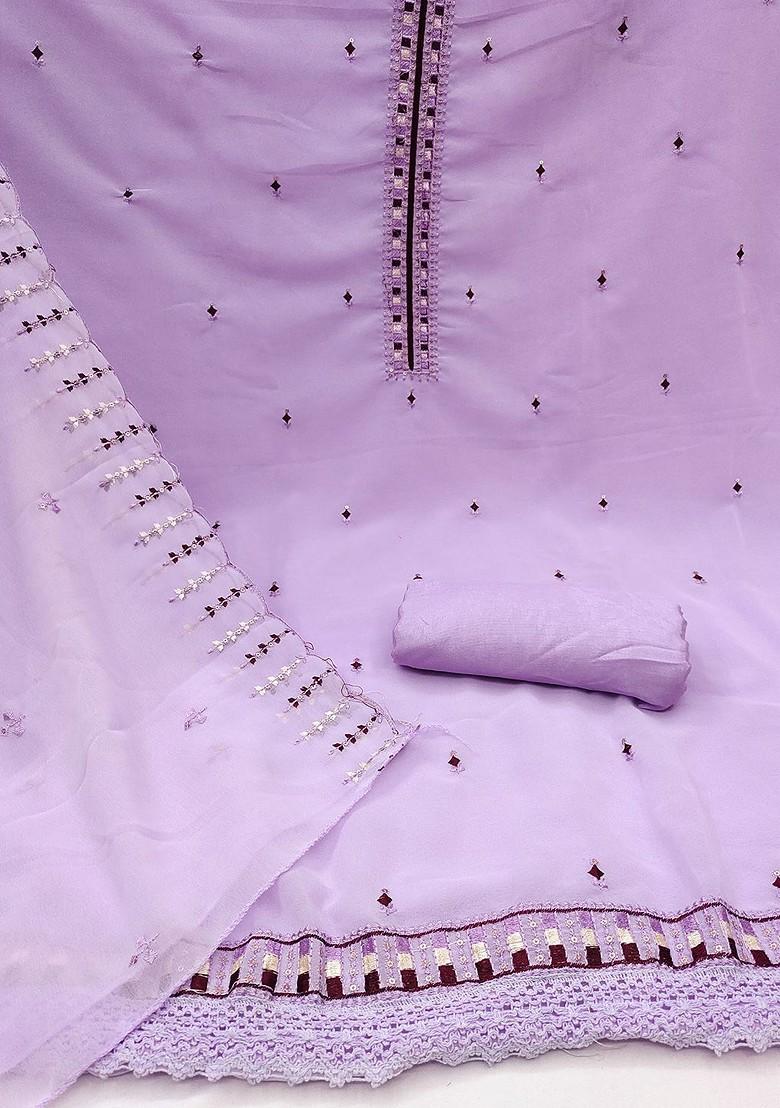 Purple Embroidered Silk Georgette Kurta Set