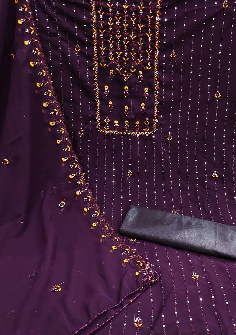 Purple Embroidered Silk Georgette Kurta Set