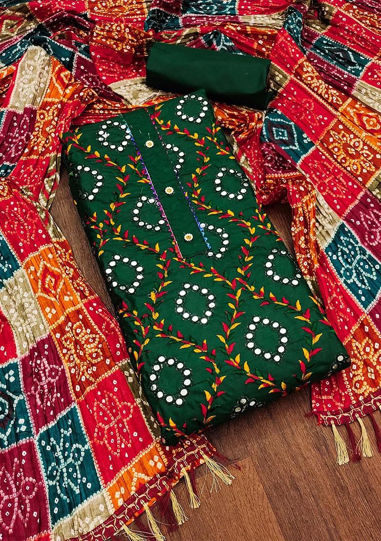 Green Floral Embroidered Pure Cotton Kurta Set