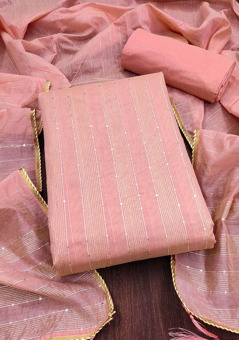 Peach Sequin Embroidered Poly Blend Kurta Set