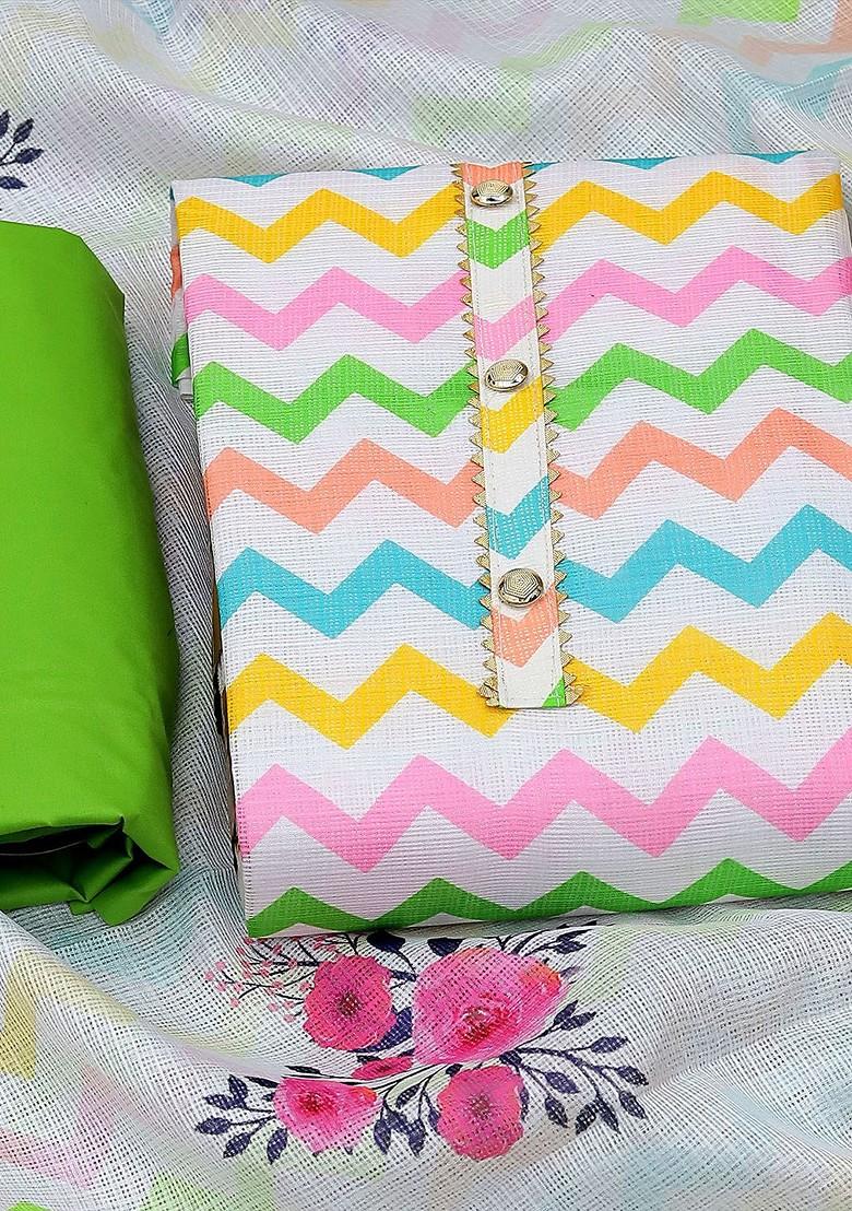 Green Printed Poly Blend Kurta Set