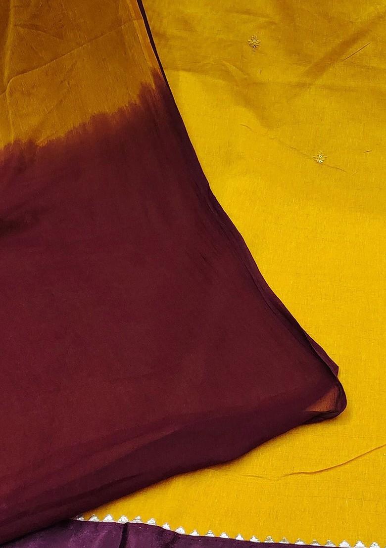 Yellow Floral Embroidered Pure Cotton Kurta Set