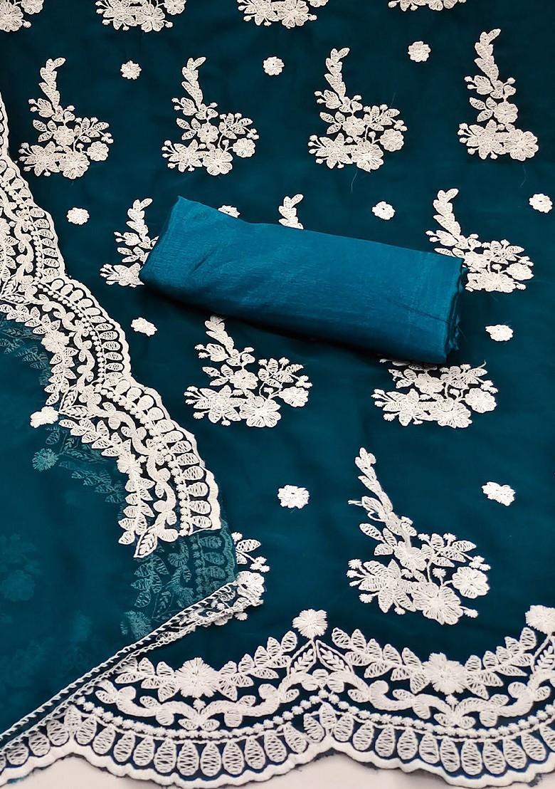 Olive Green Embroidered Silk Georgette Kurta Set