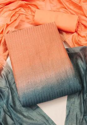 Ombre Orange Sequin Embroidered Poly Blend Kurta Set