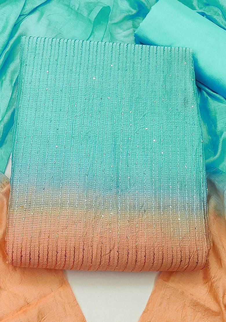 Sea Green Sequin Embroidered Pure Cotton Kurta Set